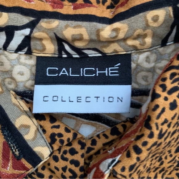 Vintage CALICHE COLLECTION Tribal Animal Print Blouse Top Size M - Picture 2 of 8